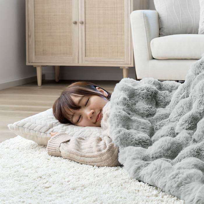 ぽこぽこラビットファー調こたつ布団Rabbie(ラビー)170×210cm 楕円形