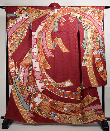 束ね熨斗文様綸子振袖