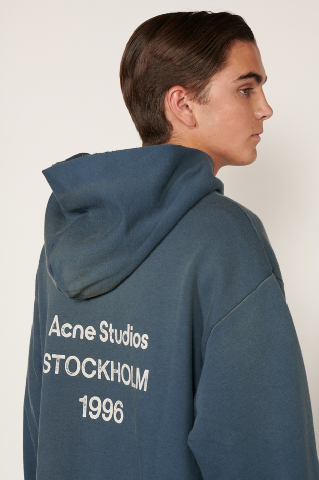 Acne Studios - Logo Hooded Sweater - Blue - allanjoseph