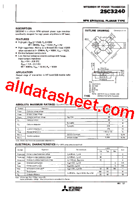 2SC3240 Datasheet(PDF) - Mitsubishi Electric Semiconductor