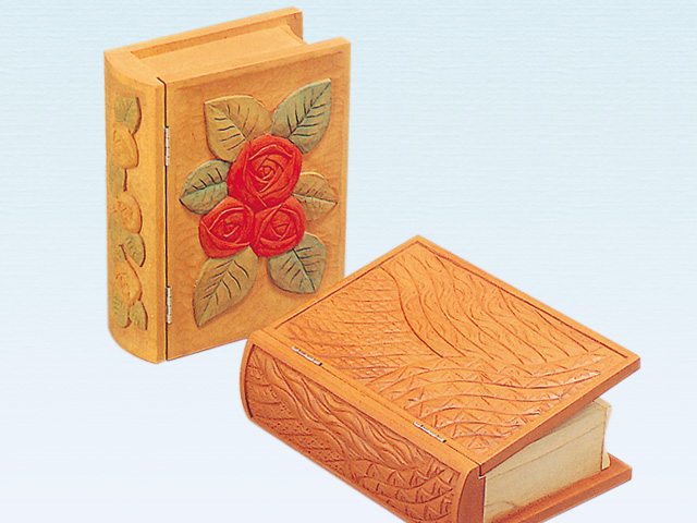 木彫 ブック型宝石箱