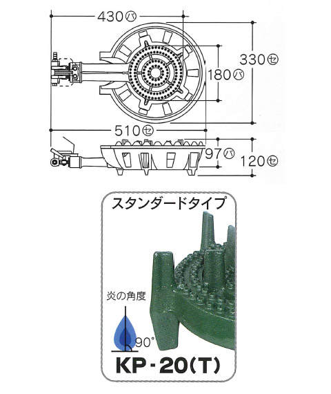 鋳物コンロ 2連コンロ(種火なし)LPガス※メーカー直送品 - 大工道具