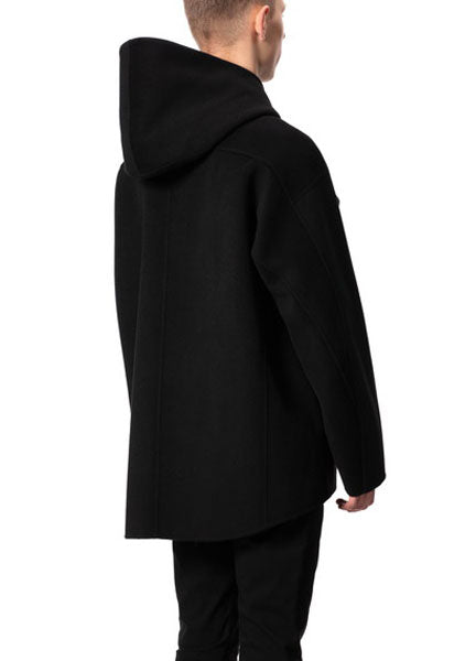 カシミヤ混ダブルフェイスビーバー フーデッドハーフコート