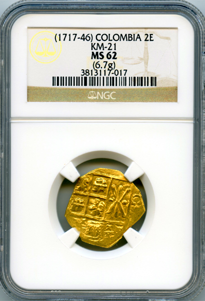 コロンビア フェリペ5世 (1717-46) 2エスクード 金貨 NGC MS62 | ARK