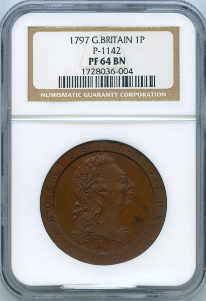 イギリス ジョージ3世 1797年 Pattern ペニー 車輪銭 銅貨 リスト