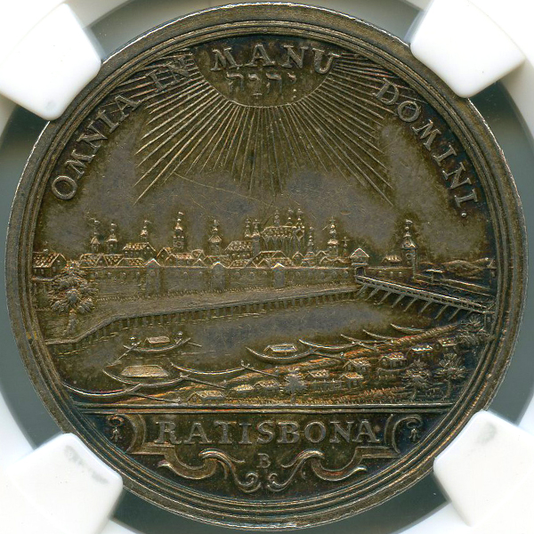 ドイツ レーゲンスブルク 都市景観 (1765-90) 3ダカット 銀打ち貨 NGC