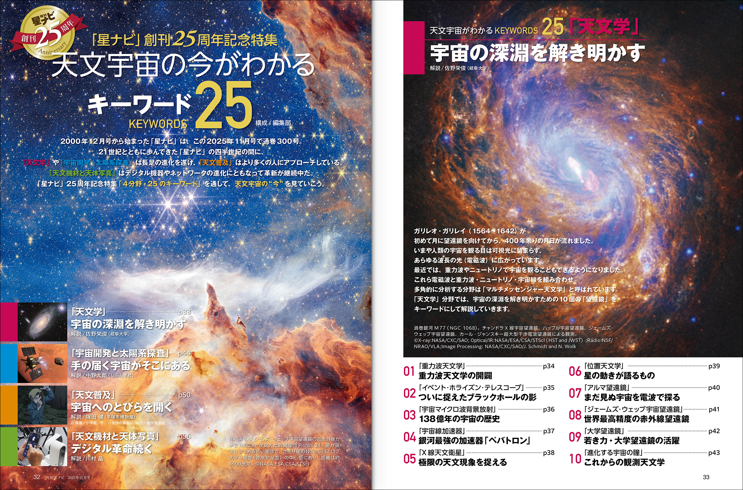 星ナビ11月号は「天文宇宙の今がわかるキーワード25」と「土星の環の準