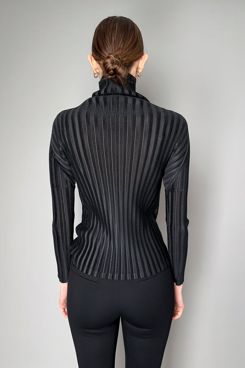 Pleats Please Issey Miyake Rib Pleats Basics Turtleneck in Black