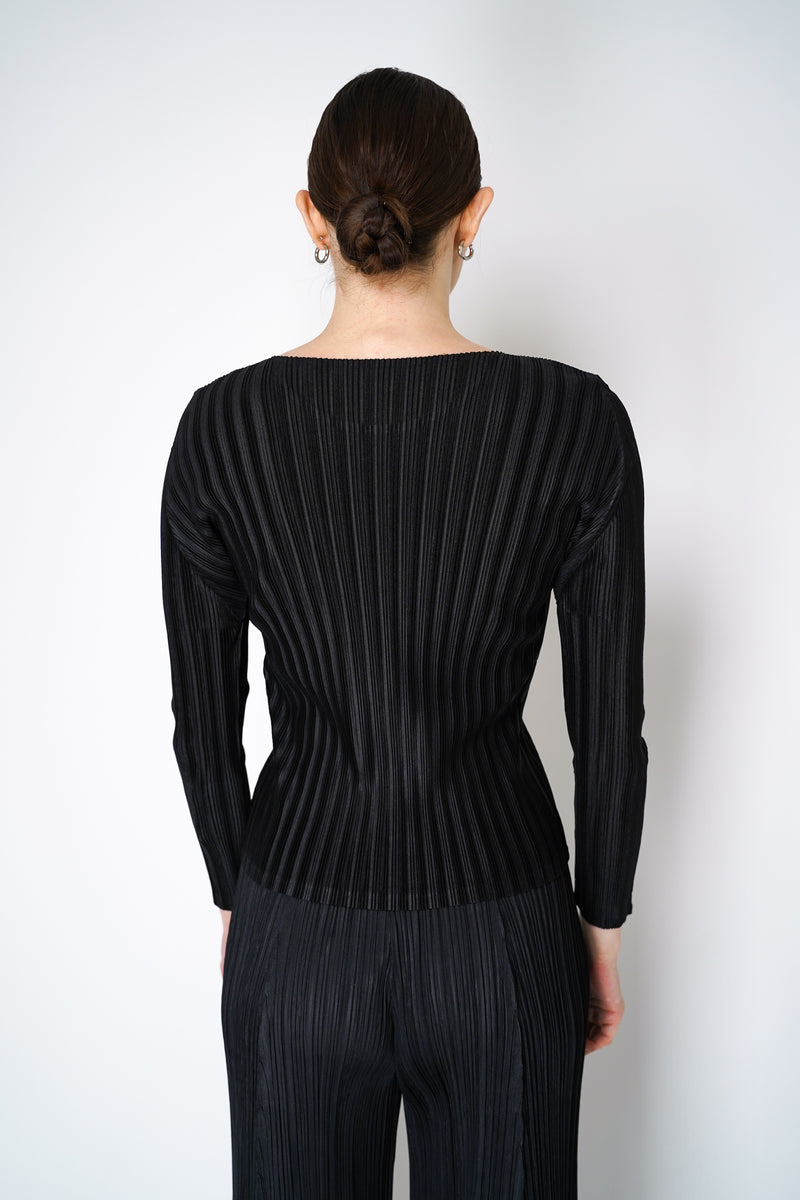 Pleats Please Issey Miyake Rib Pleats Basics Long Sleeve Top in