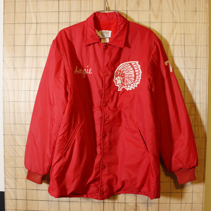 EMPIRE】USA製60s-70s古着レッドチェーンステッチナイロン裏ボアコーチ