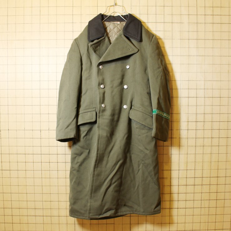 ミリタリー 東ドイツ軍 ウール ロングコート メンズL相当 カーキ