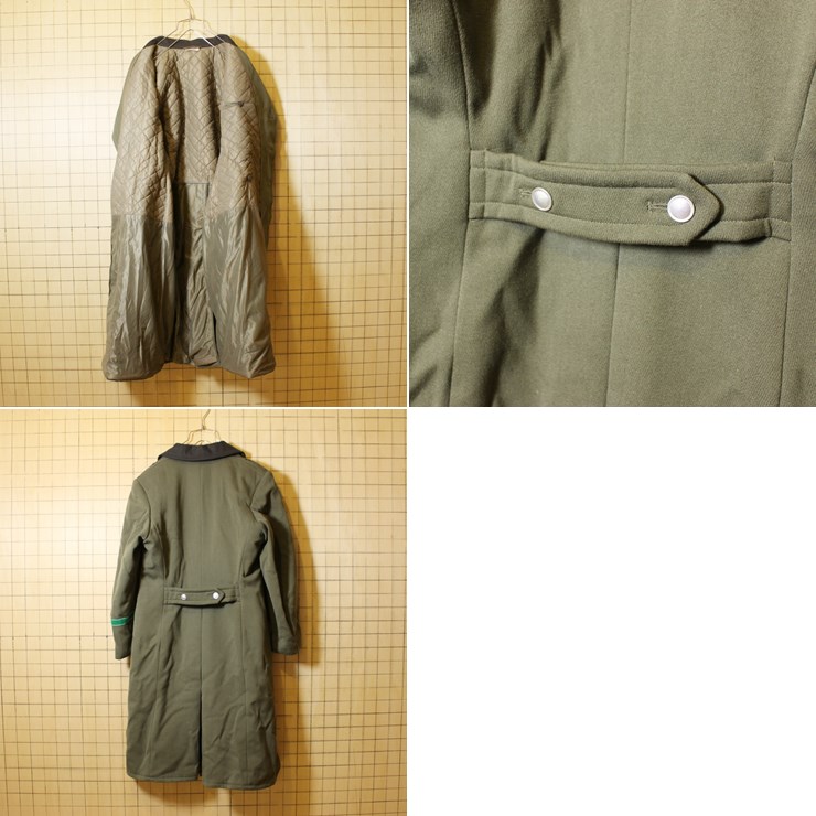ミリタリー 東ドイツ軍 ウール ロングコート メンズL相当 カーキ