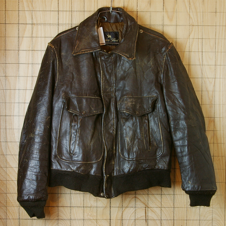 古着本革ダークブラウンシングルレザージャケット【Golden Fleece