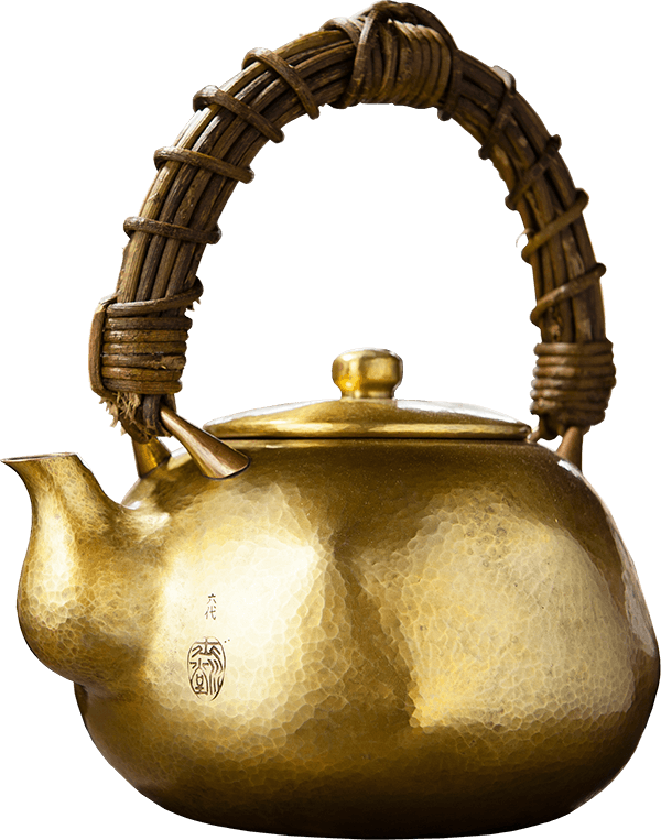 銅製急須 ラタン取っ手 鎚起銅器 燕三条 燕鎚起銅器（つばめついきどう