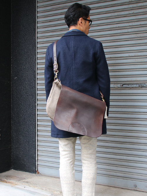 キャンバス×レザー メールバッグ【MADE IN JAPAN】『日本製』【送料