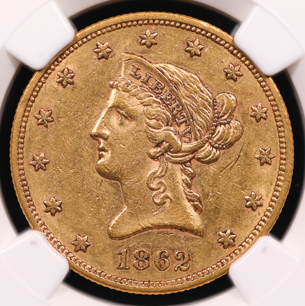 1862 $10 Liberty Head Gold Eagle – NGC AU55 | Austin Rare Coins