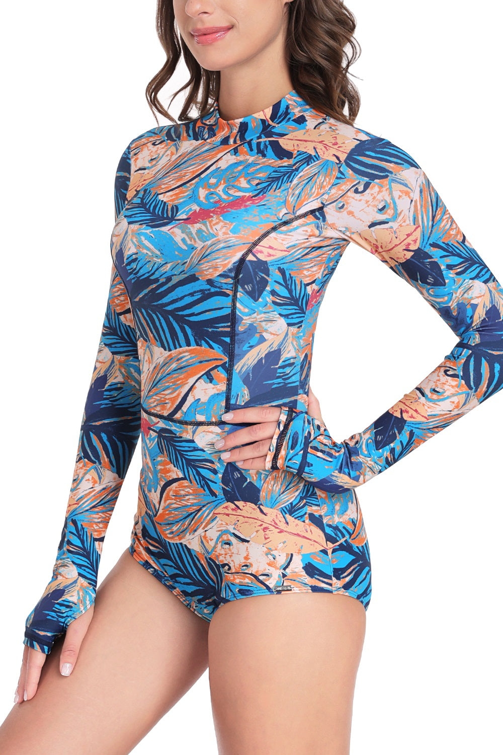 Long Sleeve Back Zip One Piece Swimsuit – AXESEA
