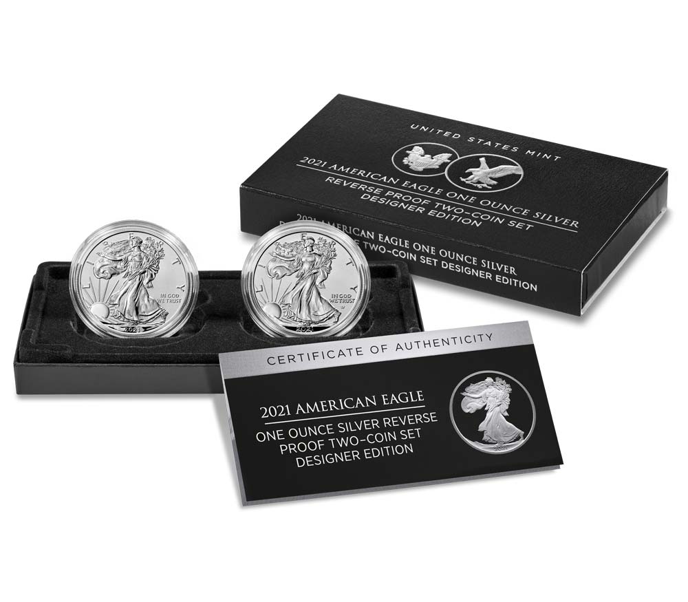 2021 1 oz Silver Reverse Proof Two-Coin Designer Edition 21XJ [ASE