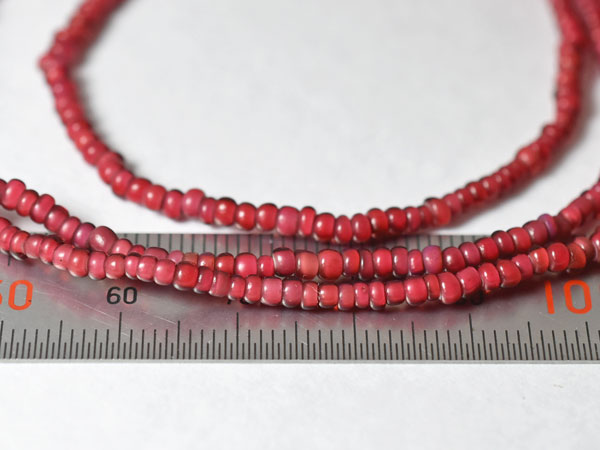 1707】アンティーク金赤ホワイトハーツ極小粒ビーズ4、,とんぼ玉