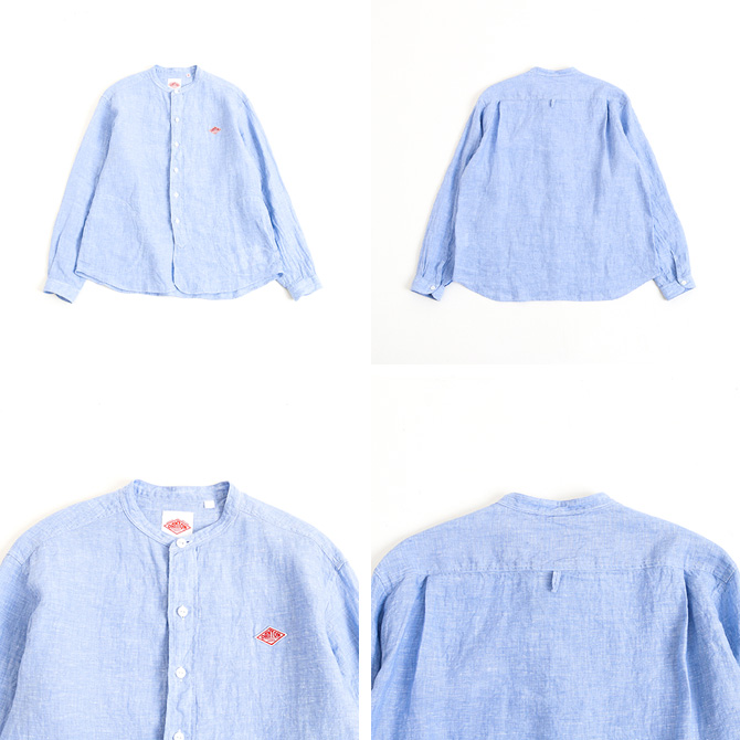 DANTON ダントン LINEN CLOTH BAND COLLAR L/S SHIRT リネンクロス