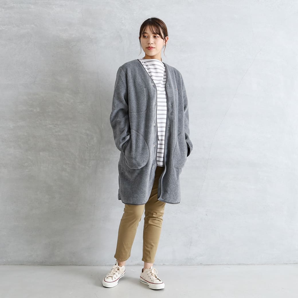 DANTON ダントン Vネックロングフリースカーディガン｜BORN FREE
