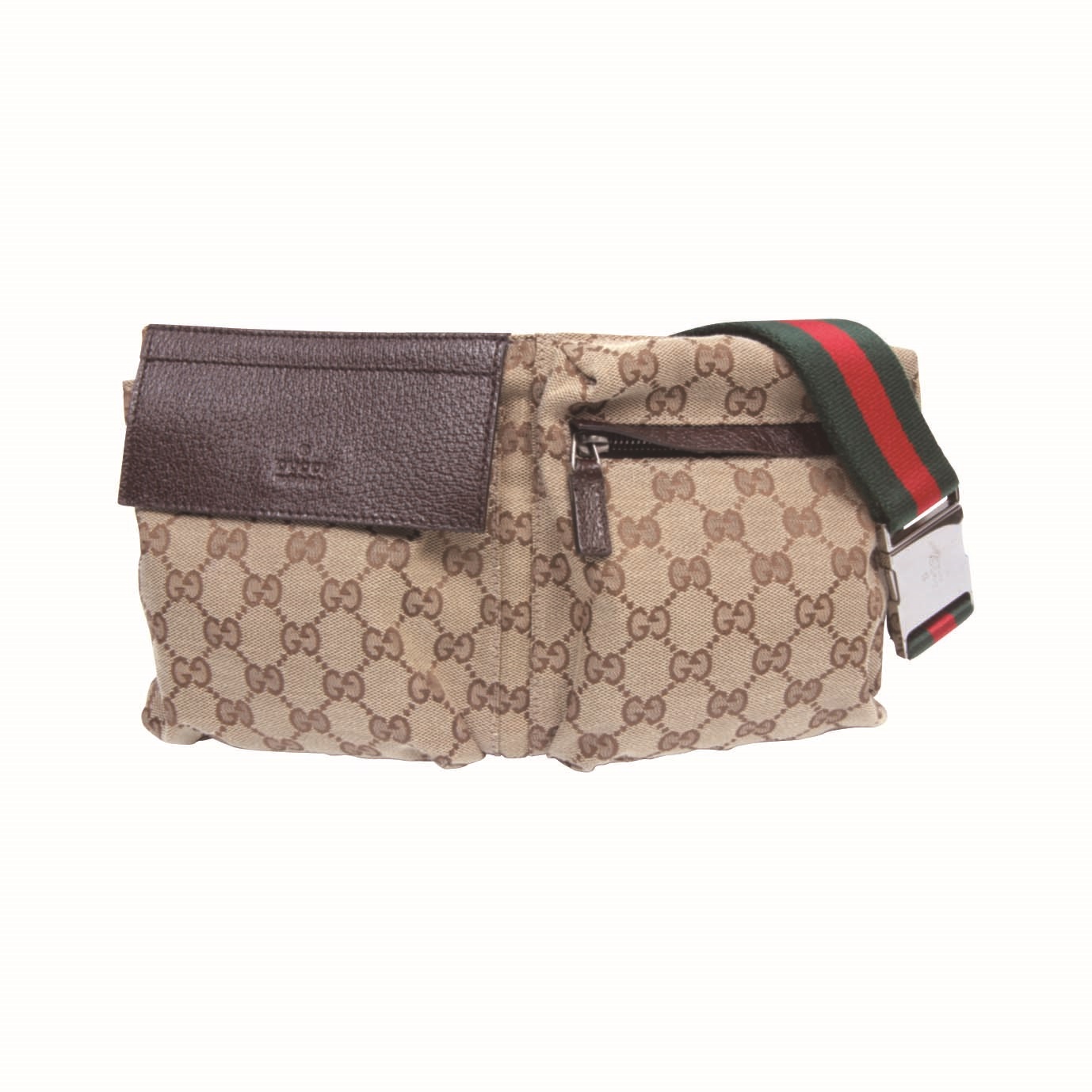 GUCCI グッチ 28566 GG柄 ウエストバッグ ベージュ×ブラウン×SV金具