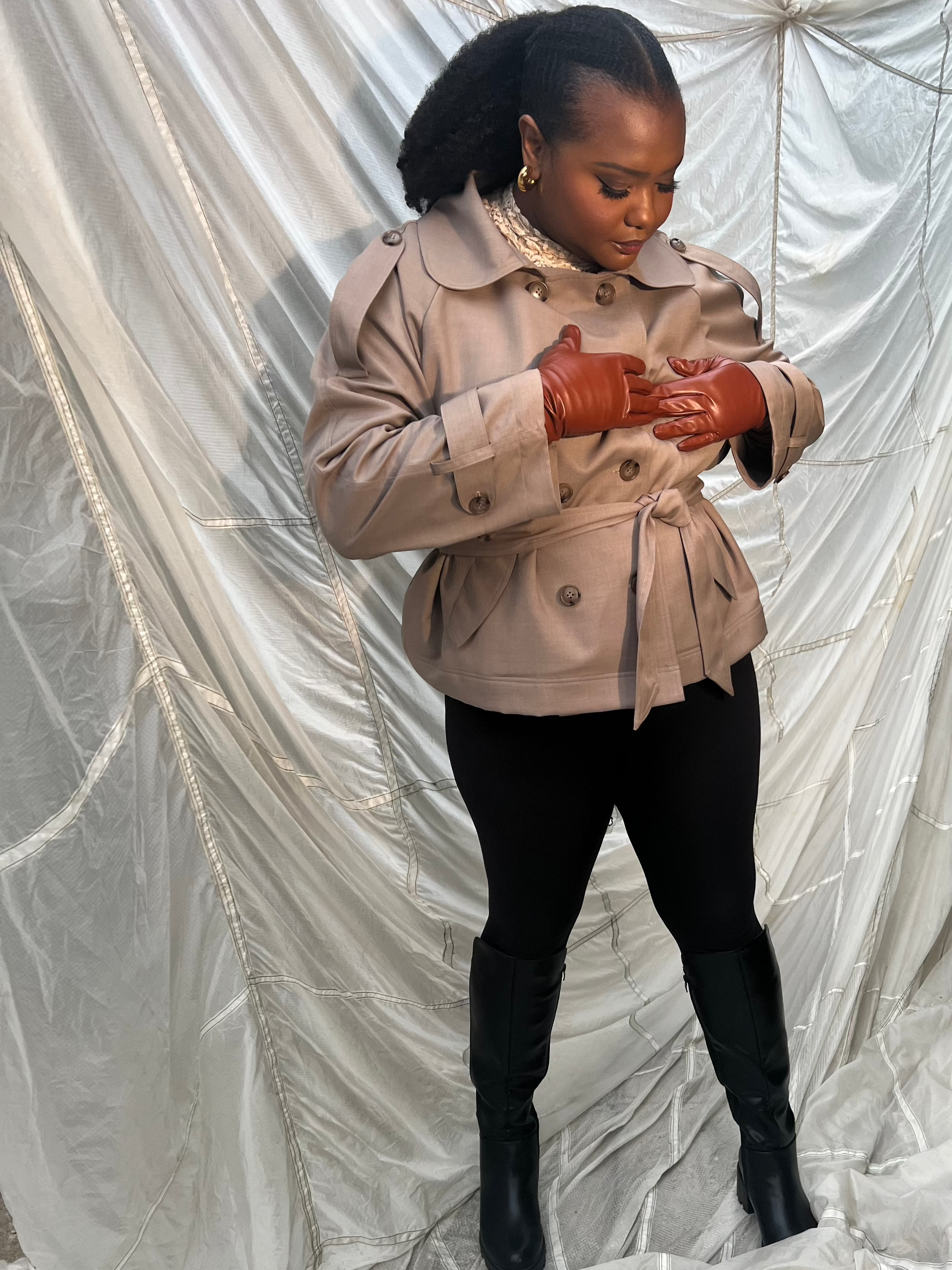 Julia Short Trench Coat- Taupe Wool – Baacal