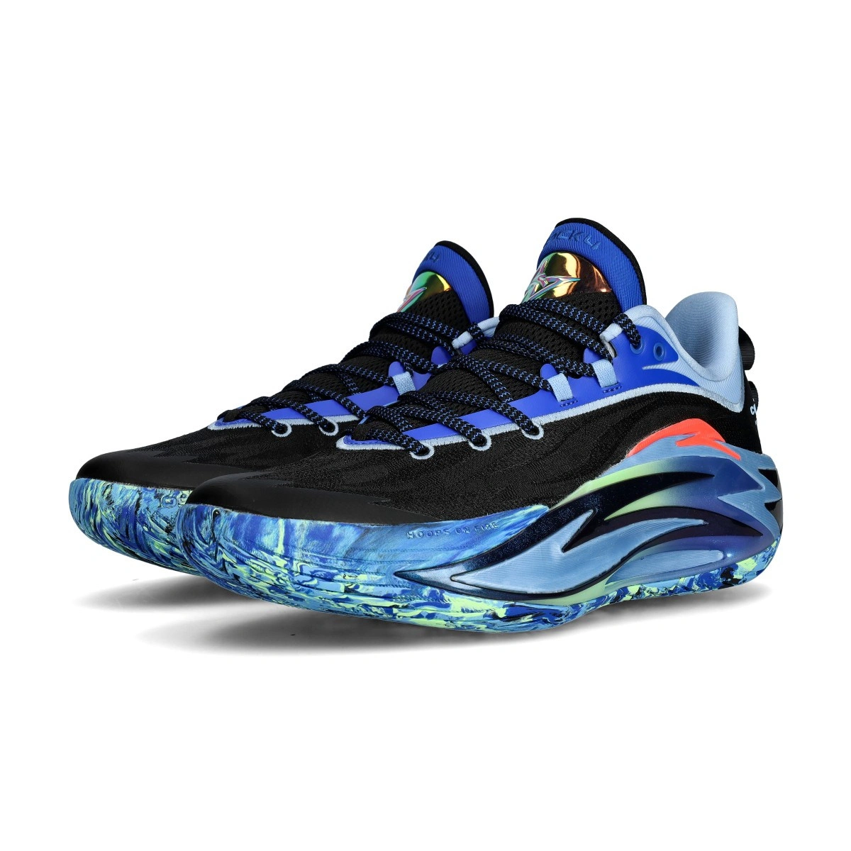 Basketball Shoes Anta Shock Wave 7.0 Black-Blue-Neon Blue