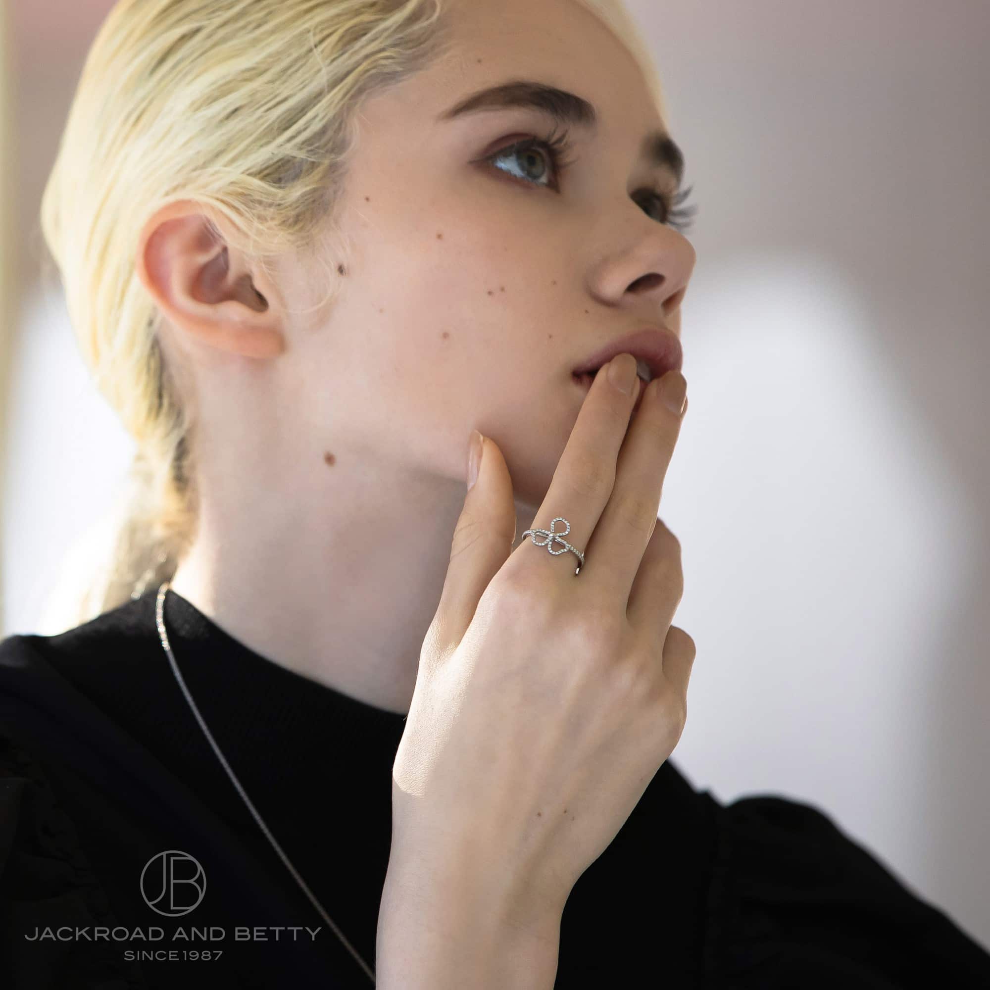 ペーパーフラワー ダイヤモンド オープンフラワーリング[] Paper