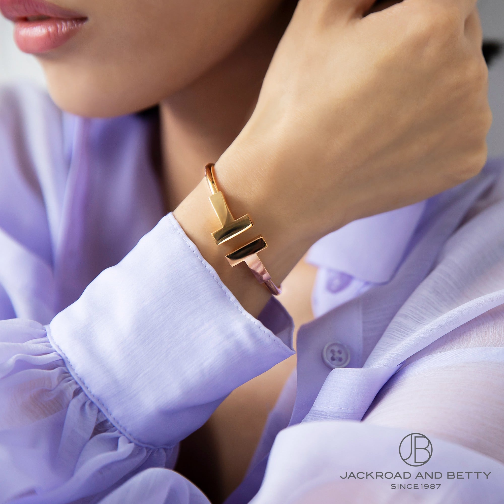 Tワイド ワイヤー ブレスレット S RG[66964280] T Wide Wire Bracelet