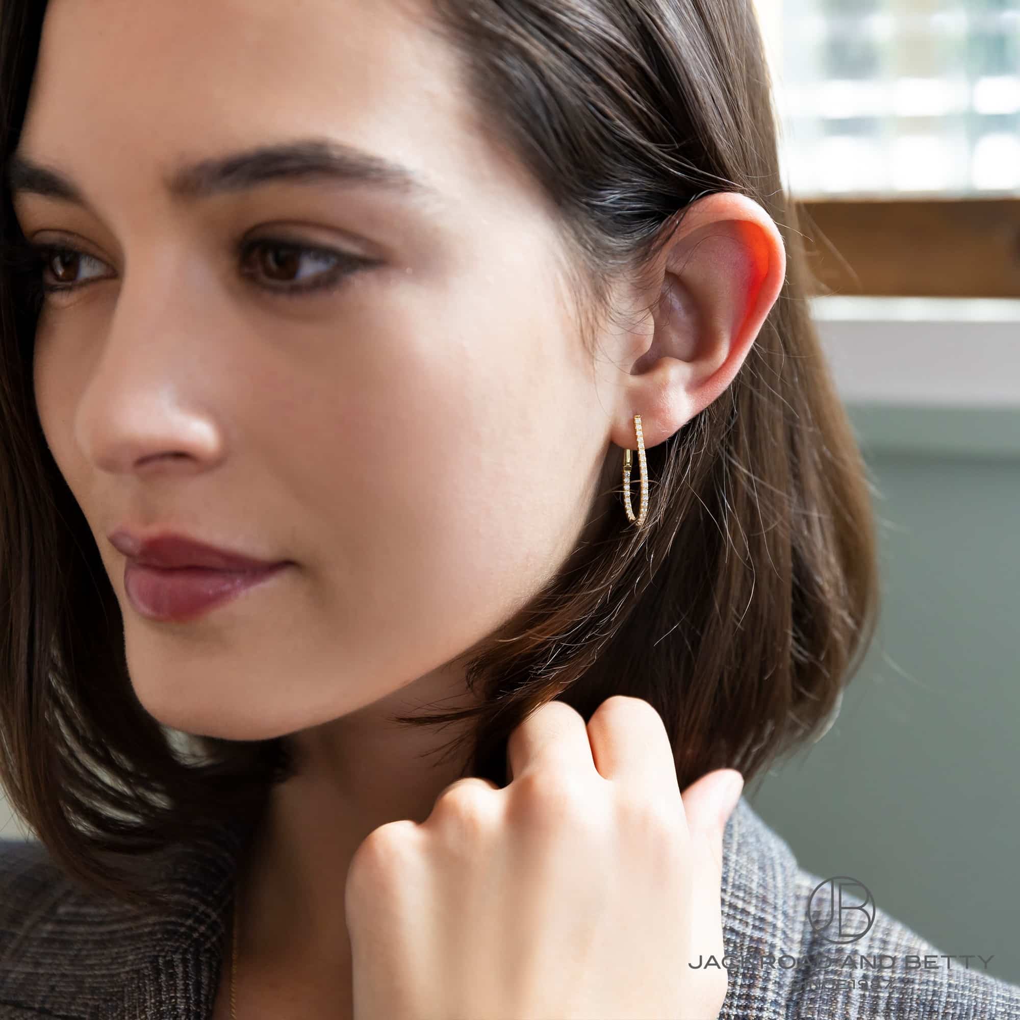 ダイヤモンド フープ ピアス[260074] Diamond Hoop Earring | ノー