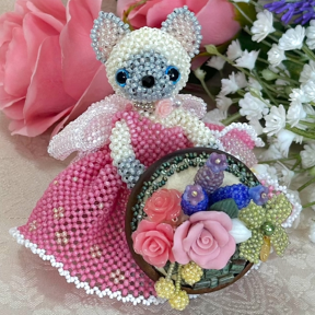 あみぐるみの猫Christineちゃん*Rose Garden by LeaLea beads 古田由美
