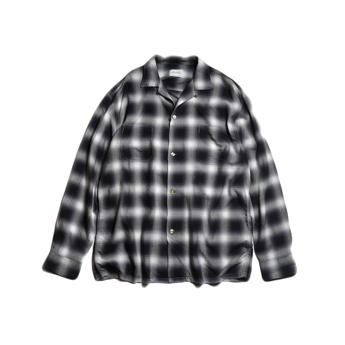 TOWNCRAFT / 60S OMBRE LOOP COLLAR SHIRTS (Black)