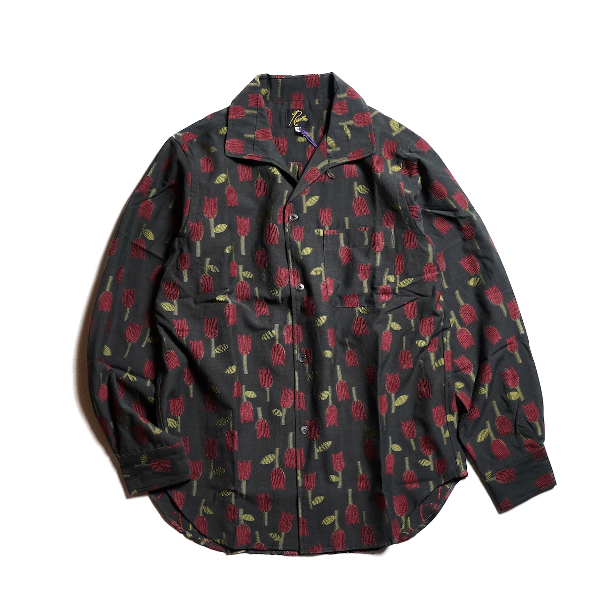 Needles / Italian Collar Shirt - /W Tulip Jacquard (Charcoal)