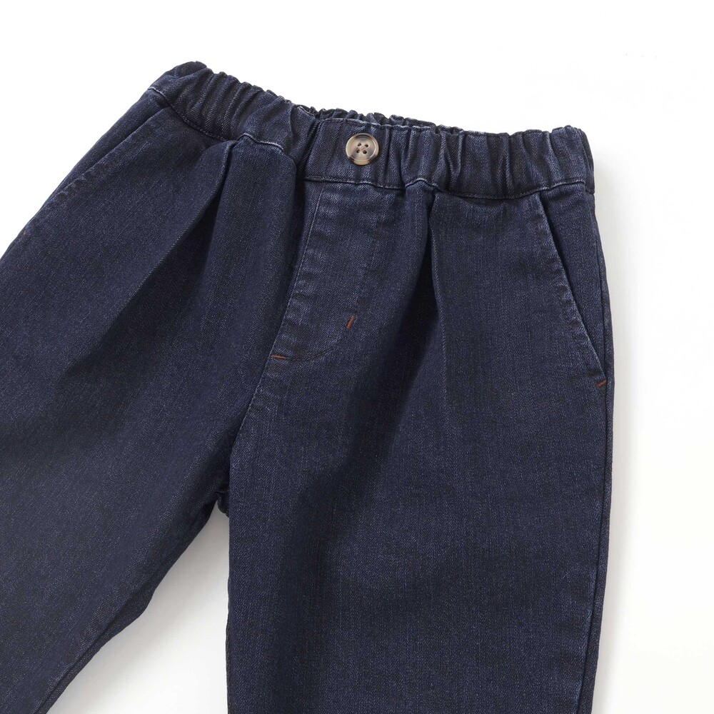 裏微起毛】折り返し裾チェックロングパンツ(80~130cm)(80cm ベージュ