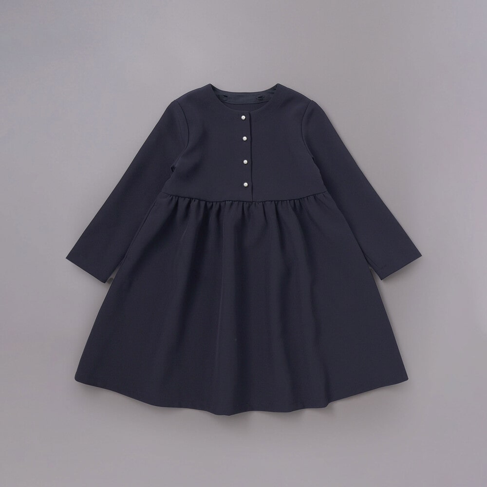 ダブルクロス3way付け襟長袖ギャザーワンピース(110~130cm)(110cm