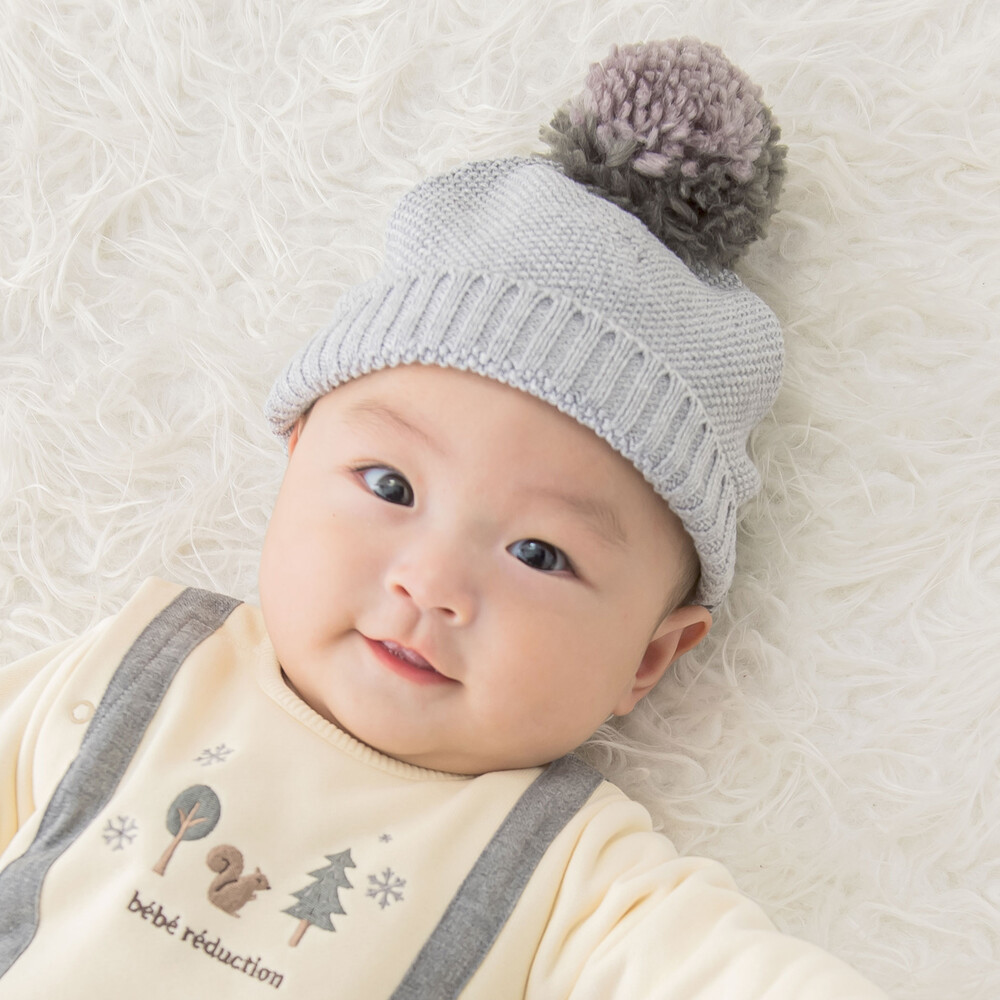MIX梵天ニット帽(44~48cm)(ﾜﾝｻｲｽﾞ(44-48cm) グレー): 新生児/ベビー