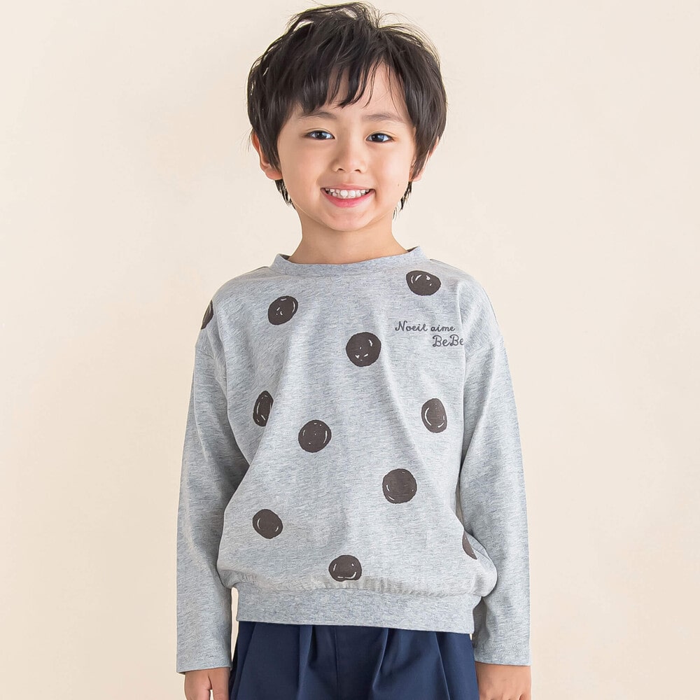 ポルカドットプリントBIGTシャツ(80~130cm)(80cm グレー): トップス