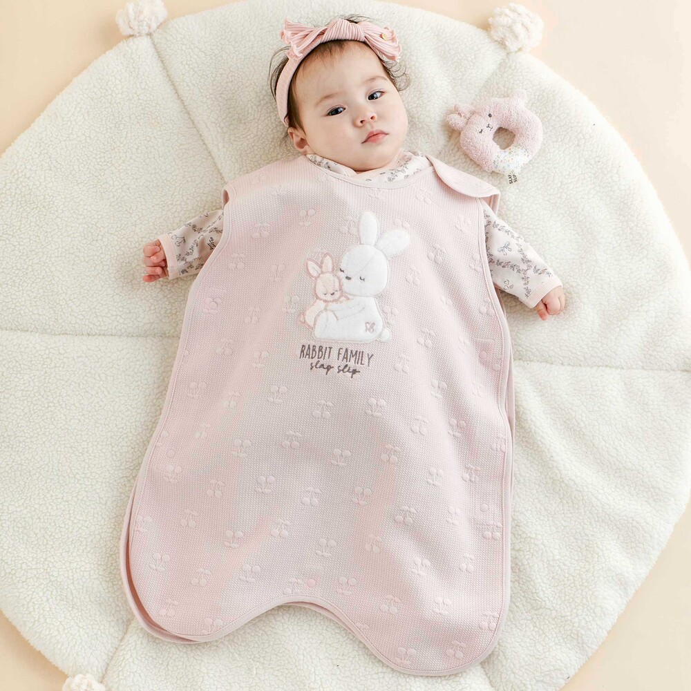 お揃い】チェリークマ柄キルトアニマルパッチ刺しゅうスリーパーベビー