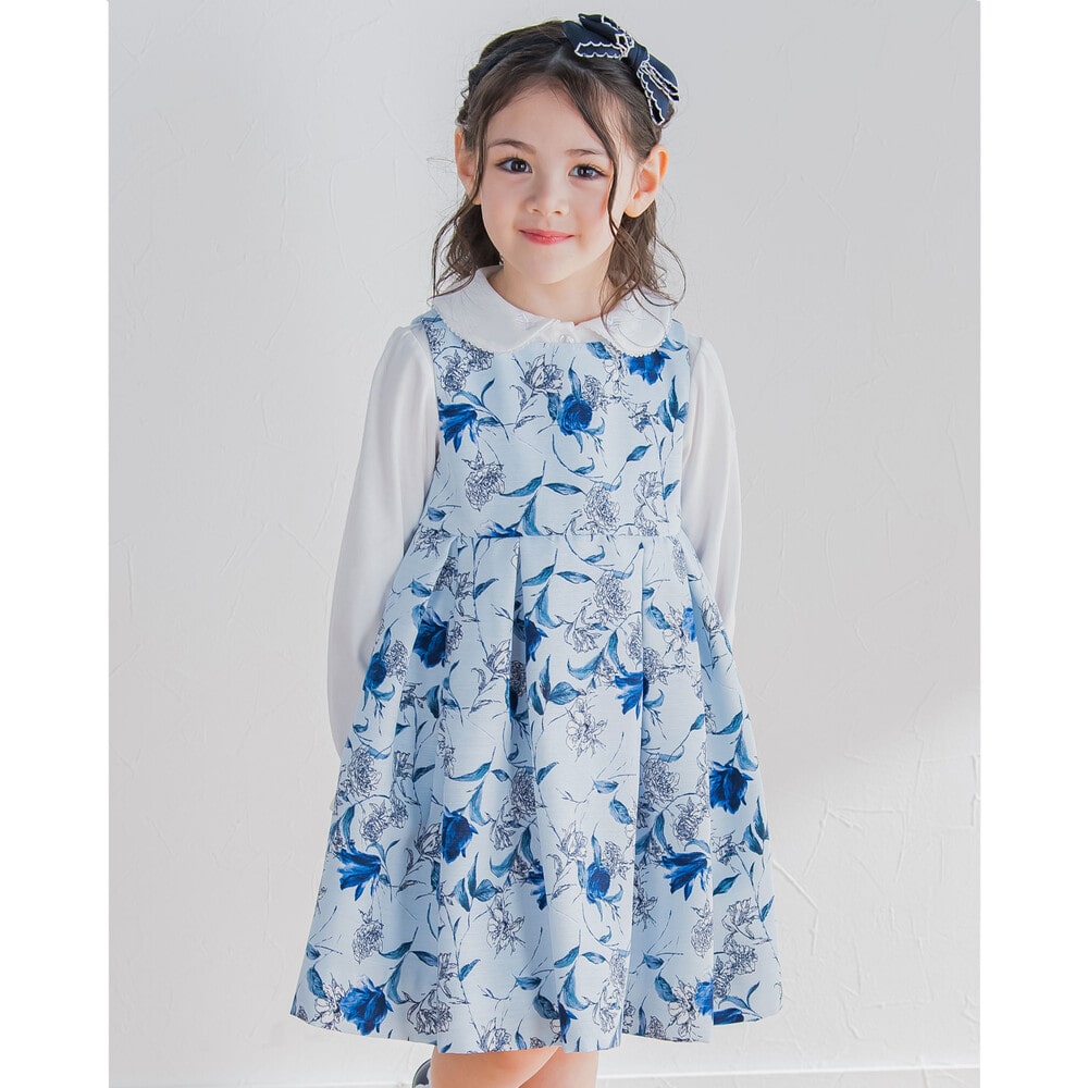 日本製 フォーマル グログラン 花柄 フラワー プリント ワンピース