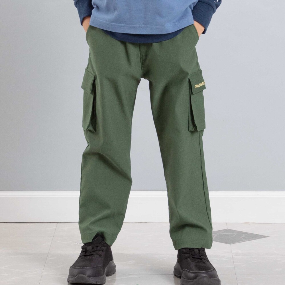 ストレッチツイルカーゴロングパンツ(90~150cm)(90cm グリーン