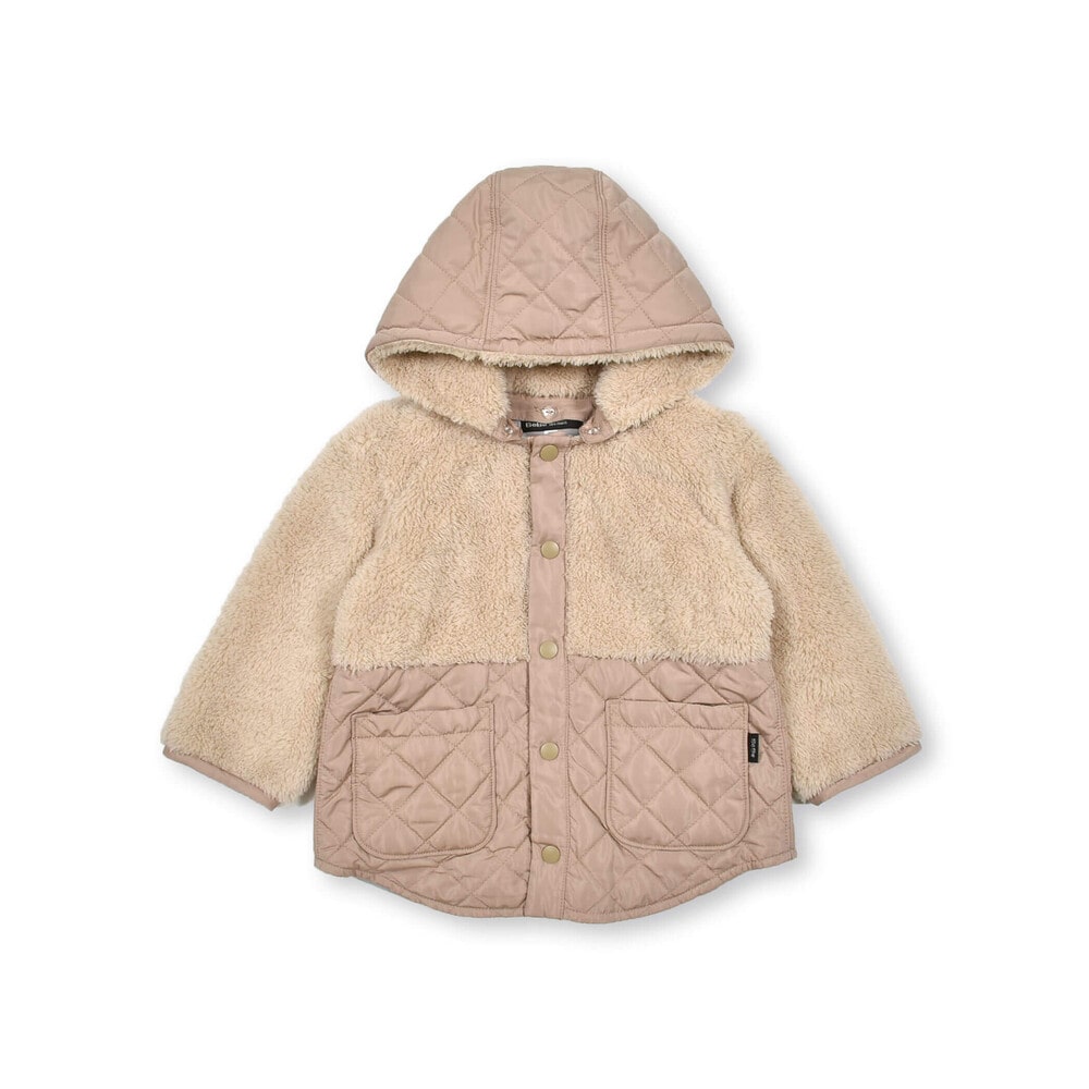 ボア×キルティングタフタコートベビー(80~90cm)(80cm ベージュ