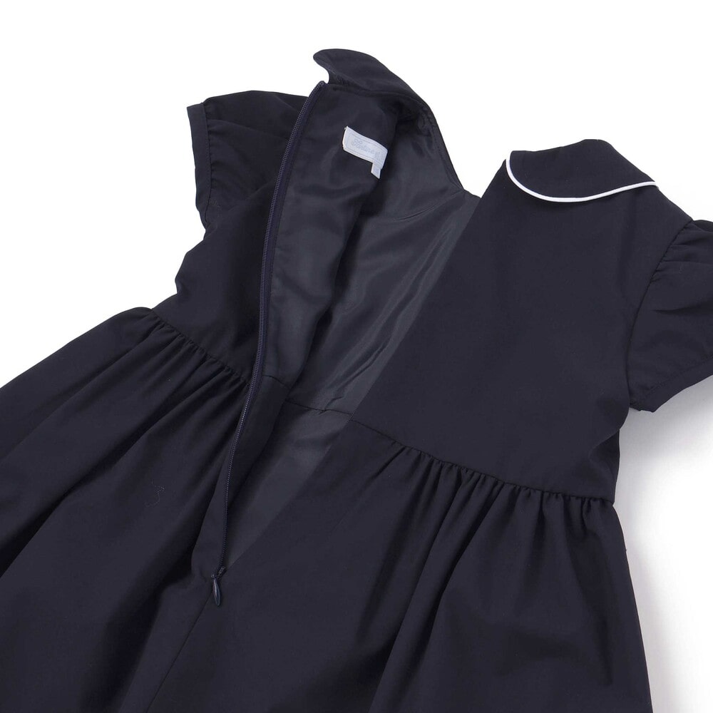 パイピングブロード襟付きワンピース(100~140cm)(100cm ネイビー