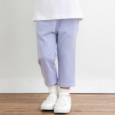 お花クマポケット刺しゅう7分丈パンツ(80~120cm)(80cm ブルー系