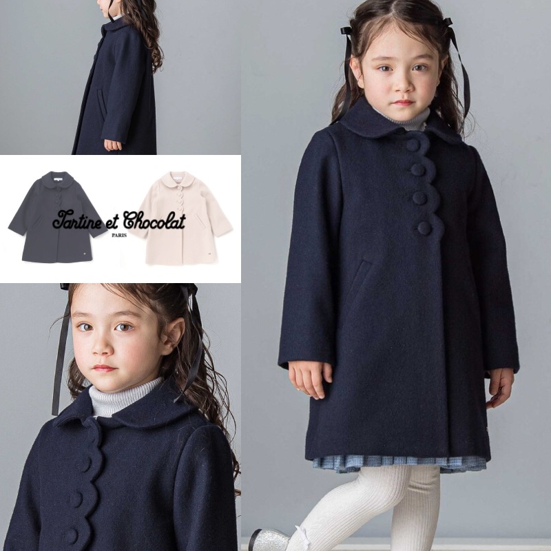 スカラップビーバーウールコート(100~140cm)(100cm ネイビー