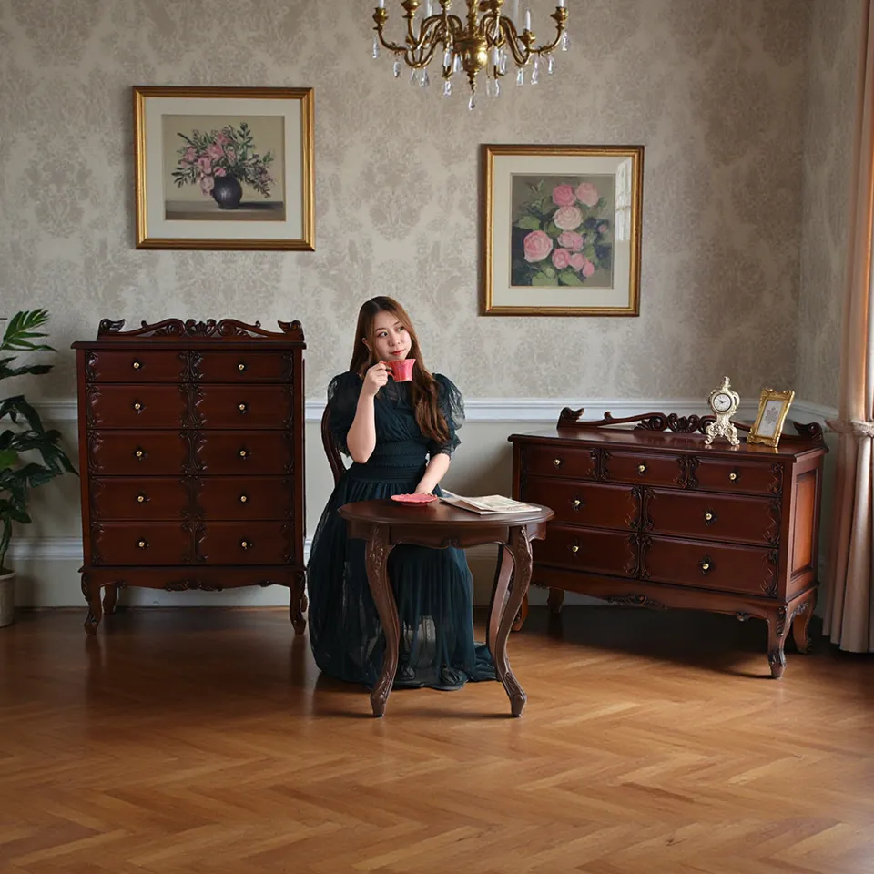 ヴィクトリアン パルマ マホガニー ワイド チェスト ブラウン 幅110cm