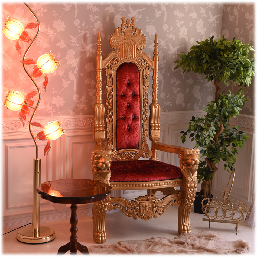 King＆Queen ロココ ゴールド 王様の椅子 ライオンキング レッド