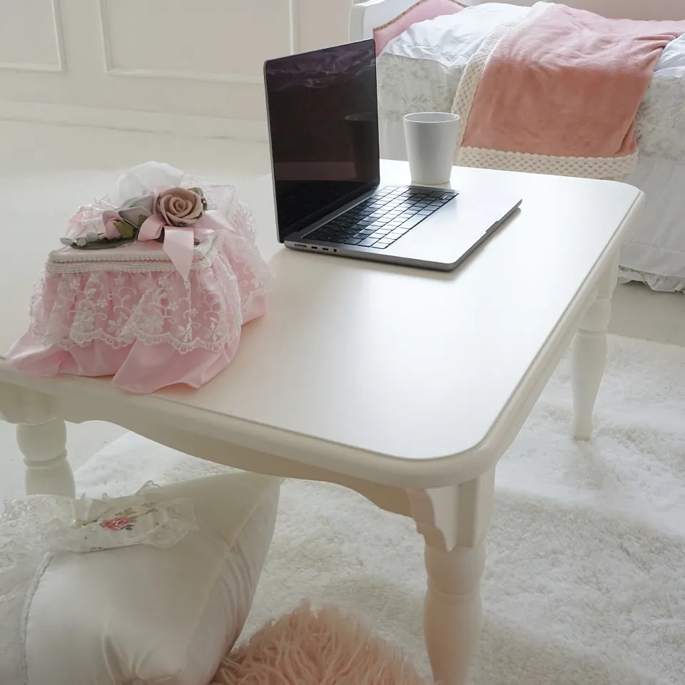 ステラリボン 姫系 センターテーブル ホワイト 幅90cm｜ロココ調家具