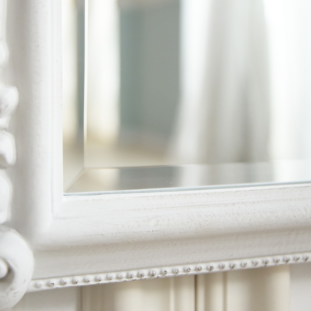 ロココ調 姿見ミラー アンティーク ホワイト 幅41cm 【送料無料