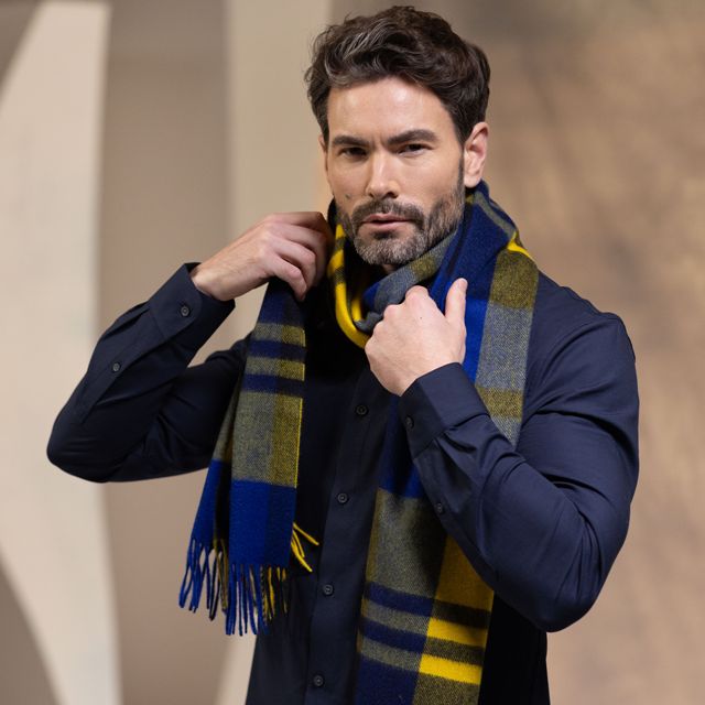 Joshua Ellis - CPG52529 カシミア ブロックチェック ストール 50 x